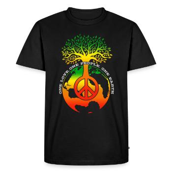 One Love One People One Earth Day Anniversary - Men's Premium Organic T-Shirt - black - Front - Nico (187cm)