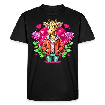 Giraffe Parade: Cool Giraffe - Men's Premium Organic T-Shirt - black - Front - Nico (187cm)