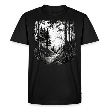Dark Forest, Dark Woods, Nature Lovers - Men's Premium Organic T-Shirt - black - Front - Nico (187cm)