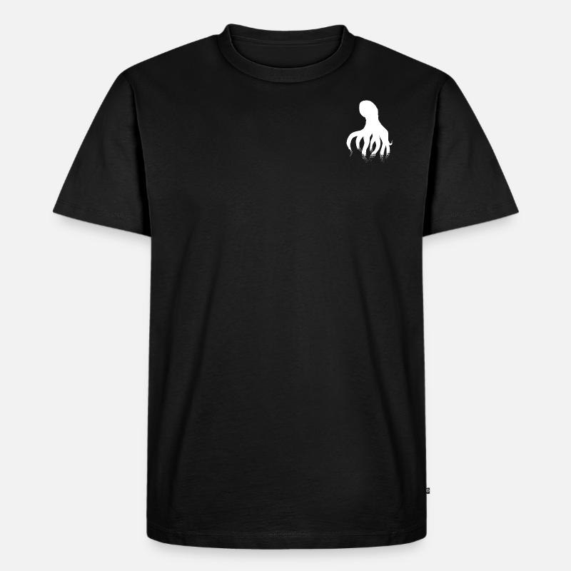 oktopus white - Männer Premium Bio T-Shirt - Schwarz