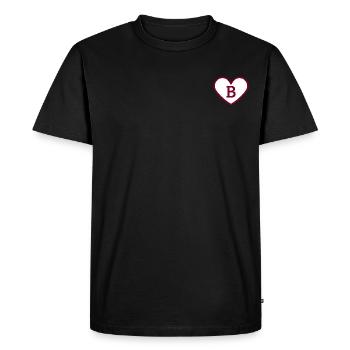Lettre b cœur sport tendance bordeaux -idée cadeau - T-shirt Premium bio Homme - noir - Devant - Nico (187cm)