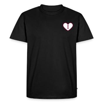 Lettre i cœur sport tendance bordeaux -idée cadeau - T-shirt Premium bio Homme - noir - Devant - Nico (187cm)