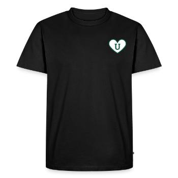 Lettre u cœur sport tendance vert - idée cadeau - T-shirt Premium bio Homme - noir - Devant - Nico (187cm)