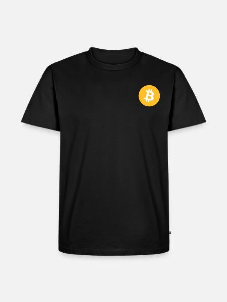Clothing and accessories with a small Bitcoin logo - Men's Premium Organic T-Shirt - black