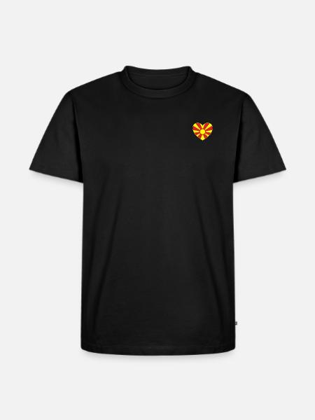 North Macedonia Flag Heart - Men's Premium Organic T-Shirt - black