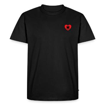 Albanie Drapeau Coeur - T-shirt Premium bio Homme - noir - Devant - Nico (187cm)