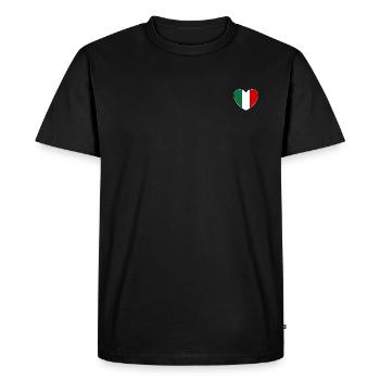 Italy Flag Heart Wide - Men's Premium Organic T-Shirt - black - Front - Nico (187cm)
