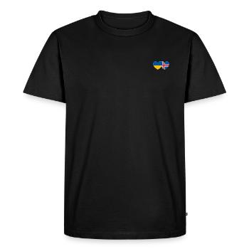 Ukraine Islande Drapeau Cœur - T-shirt Premium bio Homme - noir - Devant - Nico (187cm)