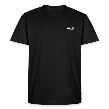 Autriche États-Unis Flag Heart - T-shirt Premium bio Homme - noir - Devant - Nico (187cm)