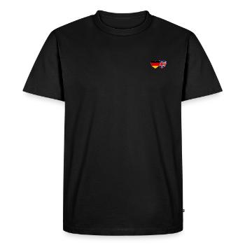Allemagne Royaume-Uni Drapeau Coeur - T-shirt Premium bio Homme - noir - Devant - Nico (187cm)