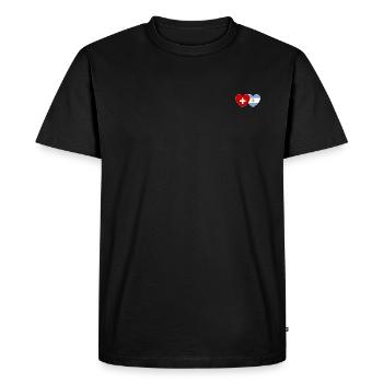 Suisse Argentine Drapeau Cœur - T-shirt Premium bio Homme - noir - Devant - Nico (187cm)