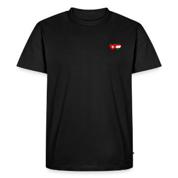 Suisse Hongrie Drapeau Cœur - T-shirt Premium bio Homme - noir - Devant - Nico (187cm)