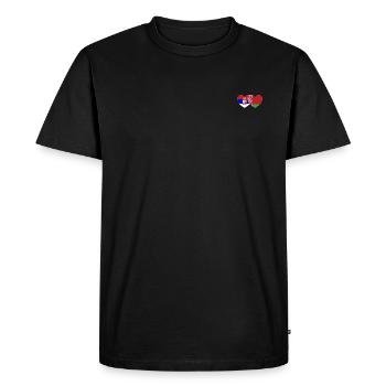 Serbia Belarus Flag Heart - Men's Premium Organic T-Shirt - black - Front - Nico (187cm)