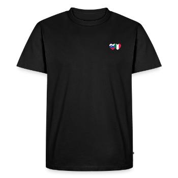 Slovénie Italie Drapeau Cœur - T-shirt Premium bio Homme - noir - Devant - Nico (187cm)