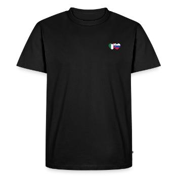 Italie Slovénie Drapeau Cœur - T-shirt Premium bio Homme - noir - Devant - Nico (187cm)