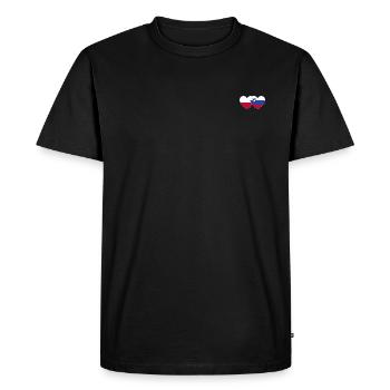 Pologne Slovénie Drapeau Cœur - T-shirt Premium bio Homme - noir - Devant - Nico (187cm)