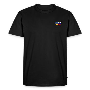 Ukraine Slovénie Drapeau Cœur - T-shirt Premium bio Homme - noir - Devant - Nico (187cm)