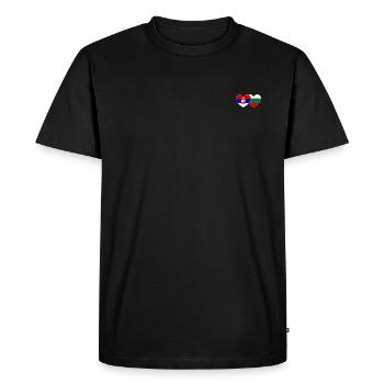 Serbia Bulgaria Flag Heart - Men's Premium Organic T-Shirt - black - Front - Nico (187cm)
