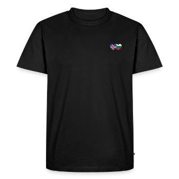 Iceland Bulgaria Flag Heart - Men's Premium Organic T-Shirt - black - Front - Nico (187cm)