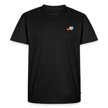 Germany Uruguay Flag Heart - Men's Premium Organic T-Shirt - black - Front - Nico (187cm)