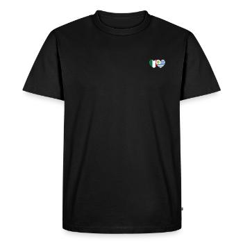 Italie Uruguay Drapeau Coeur - T-shirt Premium bio Homme - noir - Devant - Nico (187cm)