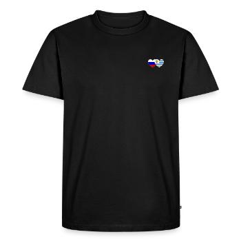 Russie Uruguay Flag Heart - T-shirt Premium bio Homme - noir - Devant - Nico (187cm)