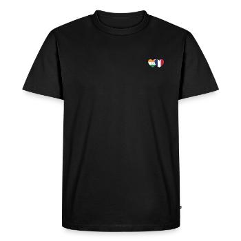 India France Flag Heart - Men's Premium Organic T-Shirt - black - Front - Nico (187cm)