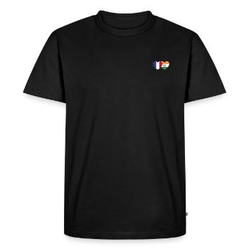 France Inde Drapeau Coeur - T-shirt Premium bio Homme - noir - Devant - Nico (187cm)