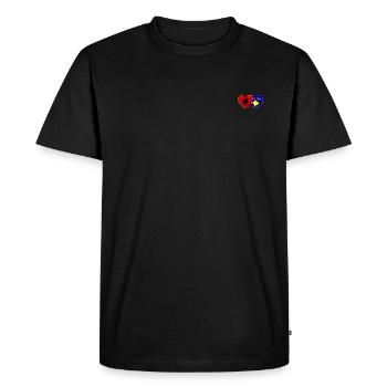 Albanie Kosovo Flag Heart - T-shirt Premium bio Homme - noir - Devant - Nico (187cm)