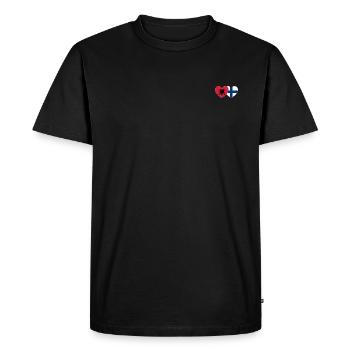 Albanie Finlande Drapeau Coeur - T-shirt Premium bio Homme - noir - Devant - Nico (187cm)