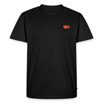 Macedonia Switzerland Flag Heart - Men's Premium Organic T-Shirt - black - Front - Nico (187cm)