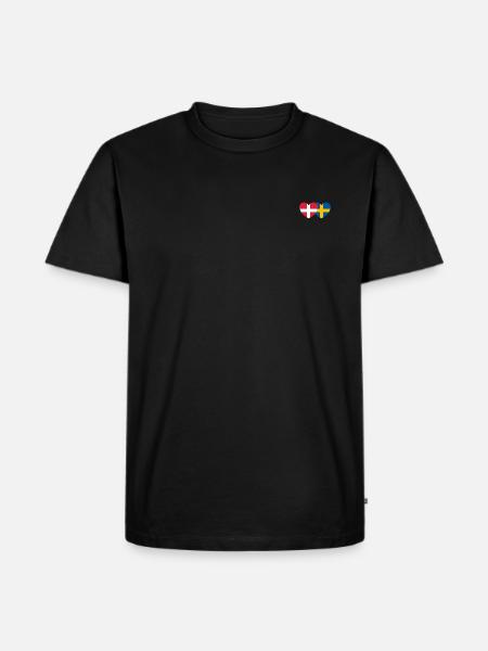 Denmark Sweden Flag Heart - Men's Premium Organic T-Shirt - black