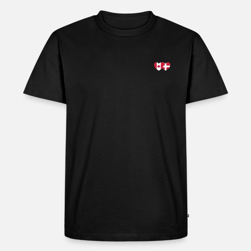 Kanada Dänemark Flagge Herz - Männer Premium Bio T-Shirt - Schwarz