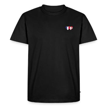Drapeau France Danemark Coeur - T-shirt Premium bio Homme - noir - Devant - Nico (187cm)