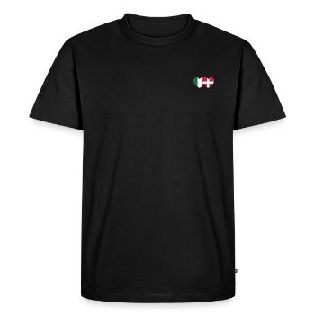 Italie Danemark Drapeau Coeur - T-shirt Premium bio Homme - noir - Devant - Nico (187cm)