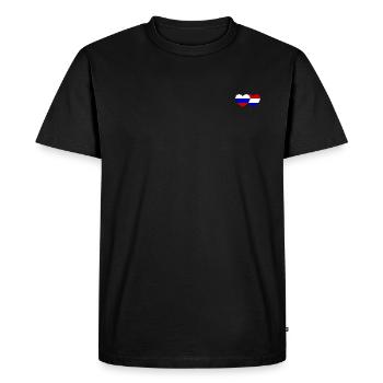 Russie Drapeau Hollande Coeur - T-shirt Premium bio Homme - noir - Devant - Nico (187cm)