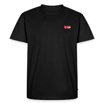 Turkey Croatia Flag Heart - Men's Premium Organic T-Shirt - black - Front - Nico (187cm)