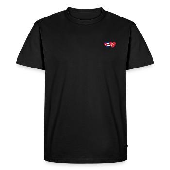 Cuba Turkey Flag Heart - Men's Premium Organic T-Shirt - black - Front - Nico (187cm)