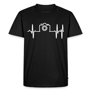 Camera Heartbeat Heart Passion Photographer Photo - Men's Premium Organic T-Shirt - black - Front - Nico (187cm)