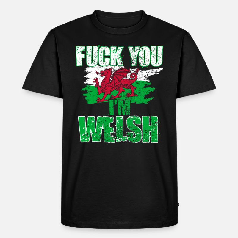 Fick dich ich bin Waliser - Männer Premium Bio T-Shirt - Schwarz