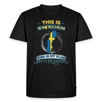 C'est la Suède C'est mon drapeau - T-shirt Premium bio Homme - noir - Devant - Nico (187cm)