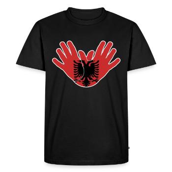 Albanie mains mains patrie origine du Kosovo - T-shirt Premium bio Homme - noir - Devant - Nico (187cm)