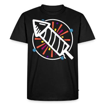 Fusée du nouvel an - T-shirt Premium bio Homme - noir - Devant - Nico (187cm)
