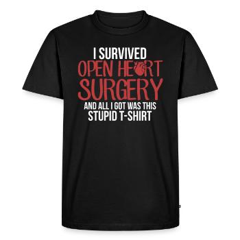 Funny Open Heart Surgery Shirt - Men's Premium Organic T-Shirt - black - Front - Nico (187cm)