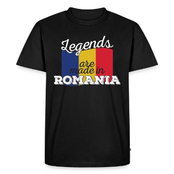 Les légendes sont fabriquées en Roumanie - T-shirt Premium bio Homme - noir - Devant - Nico (187cm)