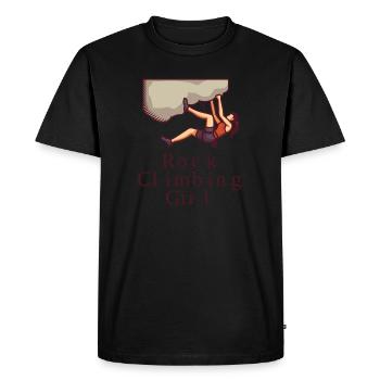 Rock Climbing Girl - Men's Premium Organic T-Shirt - black - Front - Nico (187cm)