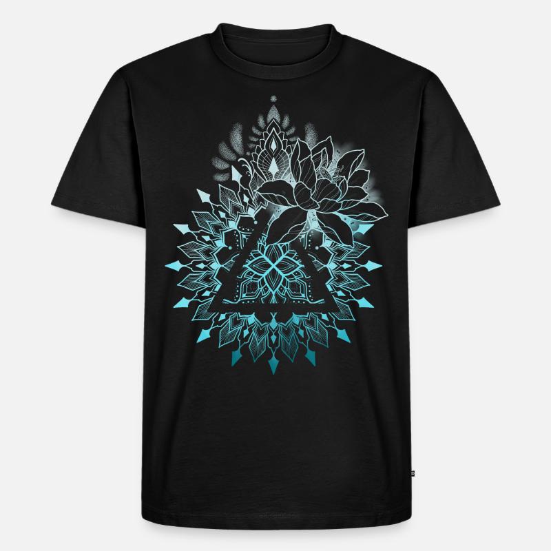 MANDALA MIT LOTUS - Männer Premium Bio T-Shirt - Schwarz