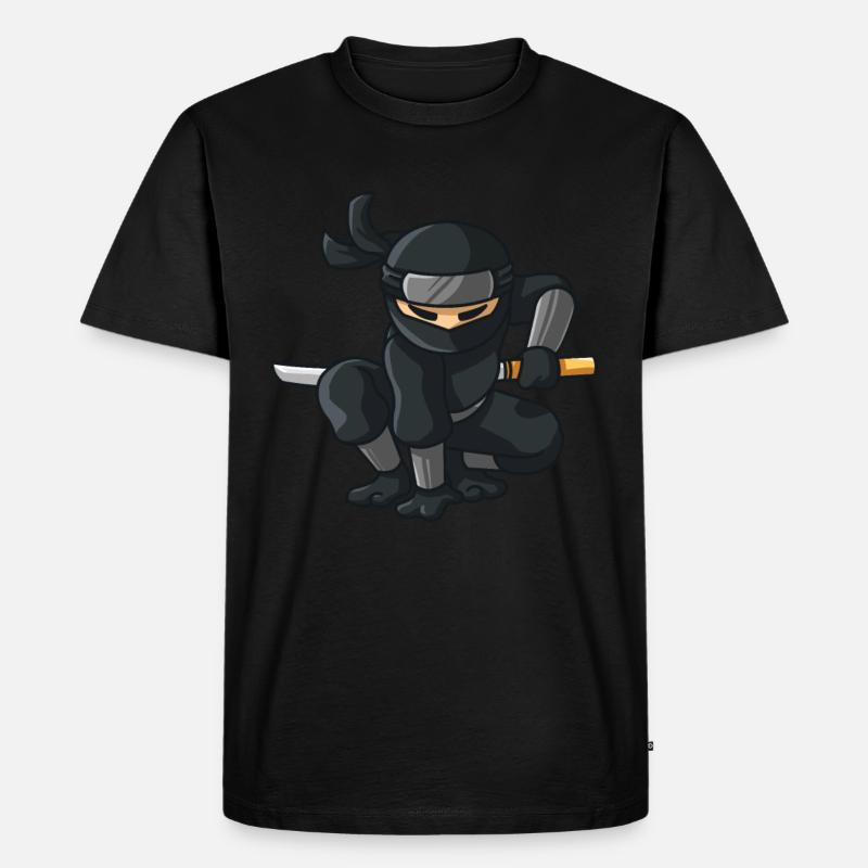 Ninja mit Katana - Männer Premium Bio T-Shirt - Schwarz