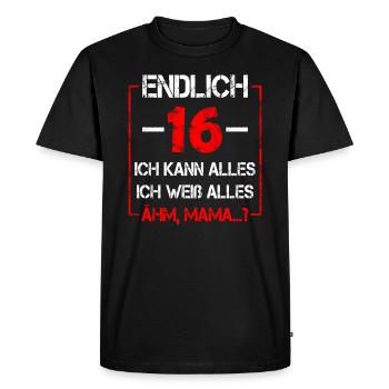 16 Geburtstag 16 Jahre Sechzehn Geschenk Junge - Männer Premium Bio T-Shirt - Schwarz - Vorne - Nico (187cm)