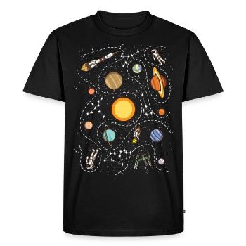 Passionné de planète spatiale - T-shirt Premium bio Homme - noir - Devant - Nico (187cm)